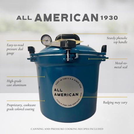 All American 1930 Cast Aluminum Pressure Canner 21.5 qt Blue