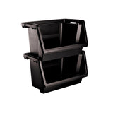 Starplast Black Storage Bin 14.4 in. H X 15.6 in. W X 28 in. D Stackable, Pack of 4