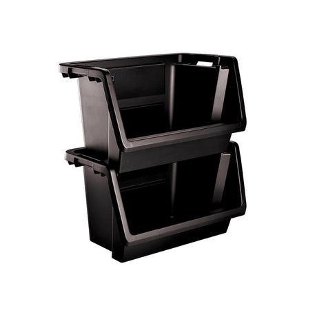 Starplast Black Storage Bin 14.4 in. H X 15.6 in. W X 28 in. D Stackable, Pack of 4