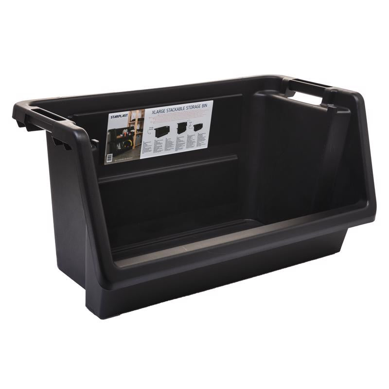 Starplast Black Storage Bin 14.4 in. H X 15.6 in. W X 28 in. D Stackable, Pack of 4