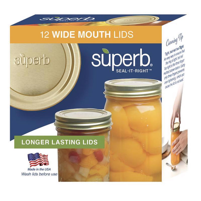 Superb Wide Mouth Canning Lid 12 pk, Pack of 24