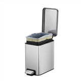 EKO Stella 2.6 gal Silver Stainless Steel Step Pedal Trash Can, Pack of 2