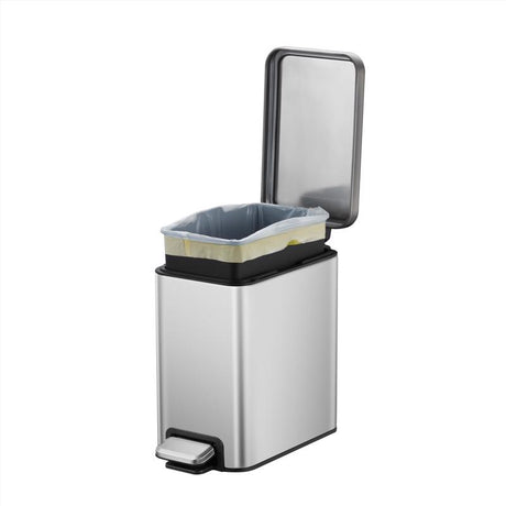 EKO Stella 2.6 gal Silver Stainless Steel Step Pedal Trash Can, Pack of 2