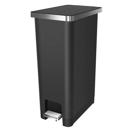 EKO Hana Slim 11.9 gal Black Plastic Step Pedal Trash Can, Pack of 2