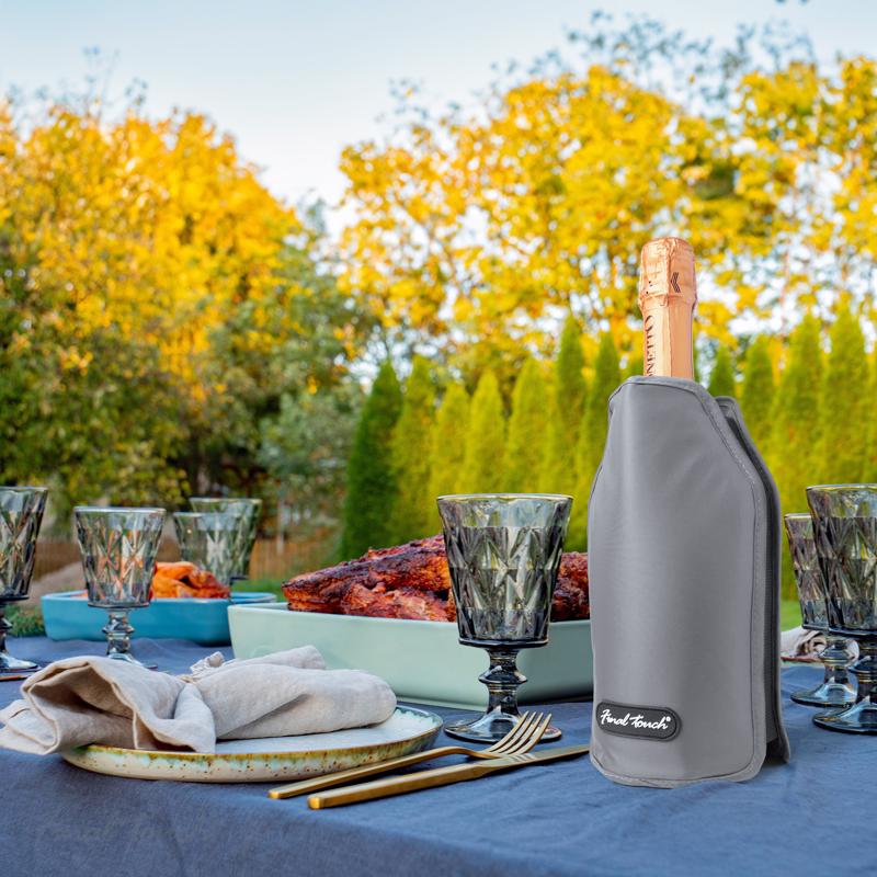 Final Touch 25 oz Gray Nylon Wine Chiller