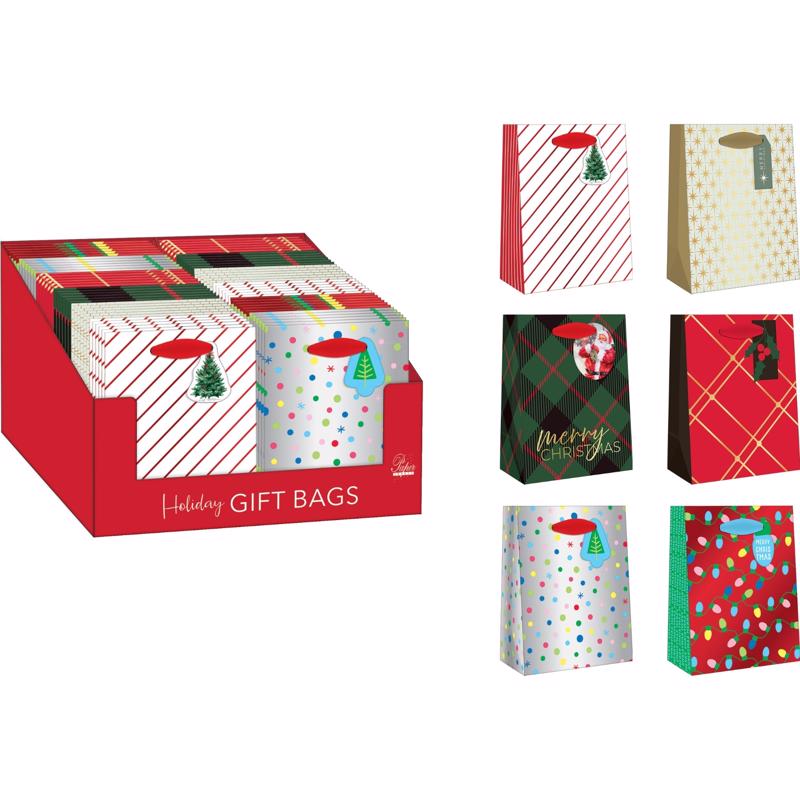 Paper Images Assorted Holiday Small Treated Gift Bag, Pack of 72