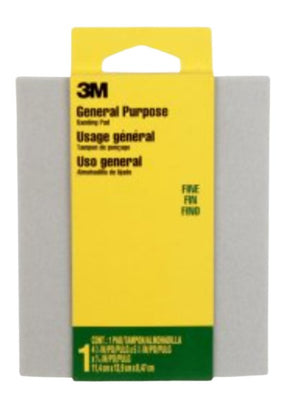 3M 917 Sanding Sponge, 5-1/2 in L, 4-1/2 in W, Fine, Aluminum Oxide Abrasive
