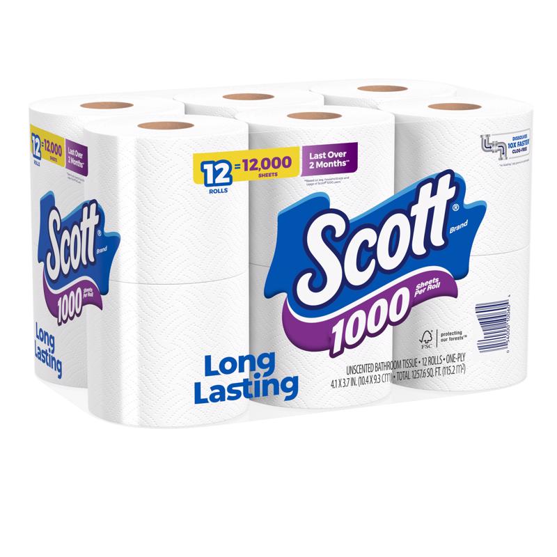 Scott Toilet Paper 12 Rolls 12000 sheet, Pack of 4
