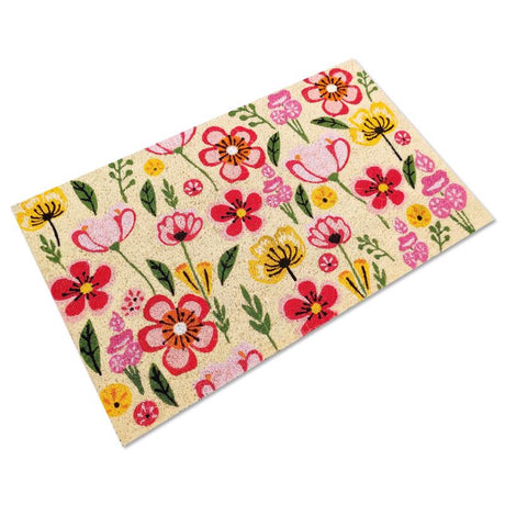 First Concept 18 in. W X 30 in. L Multi-Color Floral Coir Door Mat