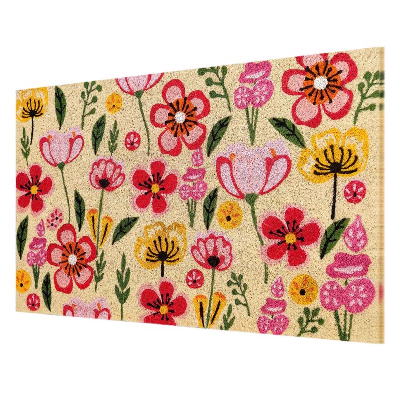 First Concept 18 in. W X 30 in. L Multi-Color Floral Coir Door Mat
