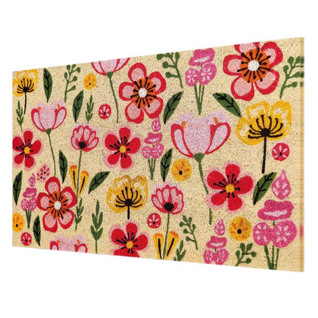 First Concept 18 in. W X 30 in. L Multi-Color Floral Coir Door Mat