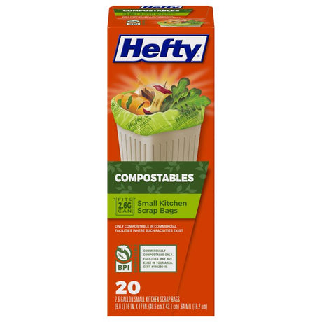 Hefty 2.6 gal No Scent Compost Bags Flap Tie 20 pk, Pack of 12