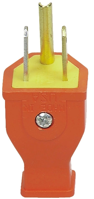 Eaton Wiring Devices SA3990 Electrical Plug, Spring Action, 21/64 in, 2-Pole, 15 A, 125 V, NEMA: NEMA 5-15, Orange