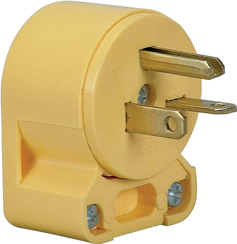 Eaton Wiring Devices 4509AN-BOX Electrical Plug, Angled, Straight Body, 1/4 to 21/32 in, 2-Pole, 20 A, 250 V, Yellow
