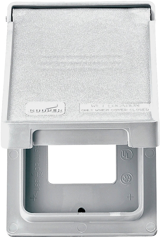 Eaton Wiring Devices S2966W-SP Cover, 4-3/4 in L, 2-61/64 in W, Rectangular, 1-Gang, Thermoplastic, White