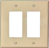 Eaton Wiring Devices PJ262V Wallplate, 4-1/2 in L, 4.56 in W, 2 -Gang, Polycarbonate, Ivory, High-Gloss