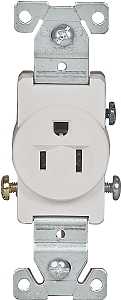 Eaton Wiring Devices 817W-BOX Single Receptacle, Flush Mounting, 2-Pole, 125 V, 15 A, Side Wiring, NEMA: NEMA 5-15R