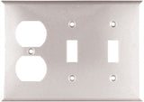 Eaton Wiring Devices 2158W-BOX Combination Wallplate, 4-1/2 in L, 6-3/8 in W, Standard, 3-Gang, Thermoset, White