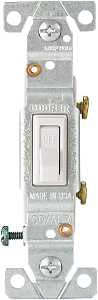 Eaton Cooper Wiring 5221-7W-BU Series Toggle Switch, White, 15 A, 120 V, Side Wire Terminal