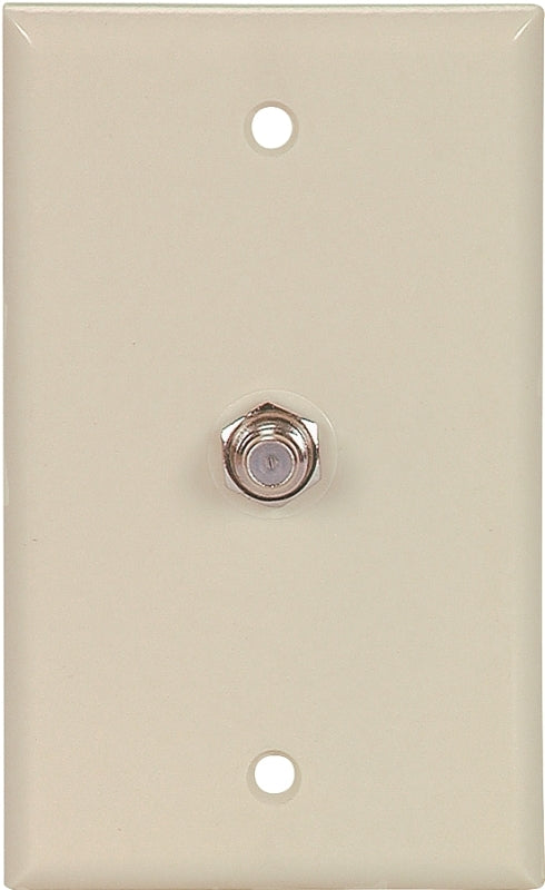 Eaton Wiring Devices 1172V Wallplate with Coaxial Adapter, 4-1/2 in L, 2.8 in W, 1-Gang, Thermoplastic, Ivory