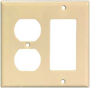 Eaton Wiring Devices 2157V-BOX Combination Wallplate, 4-1/2 in L, 4-9/16 in W, Standard, 2-Gang, Ivory, Pack of 10