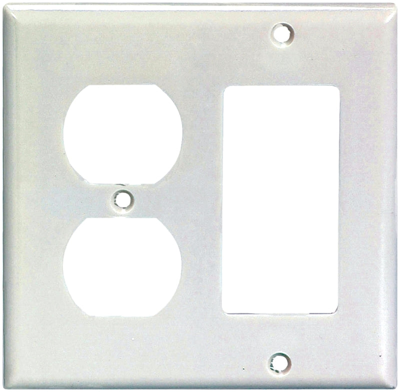 Eaton Wiring Devices 2157W-BOX Combination Wallplate, 4-1/2 in L, 4-9/16 in W, Standard, 2-Gang, Thermoset, White