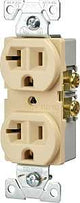 Eaton Wiring Devices BR20V Duplex Receptacle, Nylon, Ivory, 2-Pole, 20 A, 125 V, NEMA: 5-20R, 60 Hz