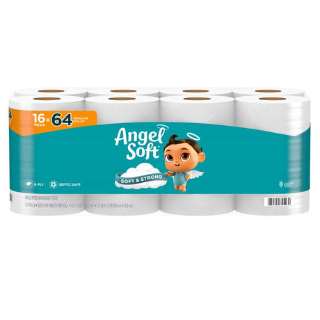 Angel Soft Toilet Paper 16 Rolls 320 sheet, Pack of 2