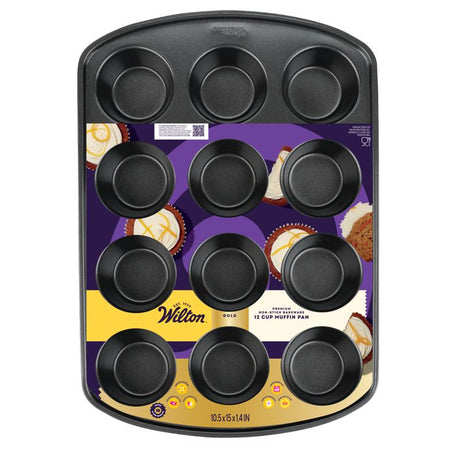 Wilton Gold 15 in. W X 11 in. L Muffin Pan Gray 1 pc