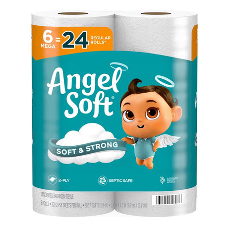 Angel Soft Toilet Paper 6 Rolls 320 sheet 1280 in., Pack of 6