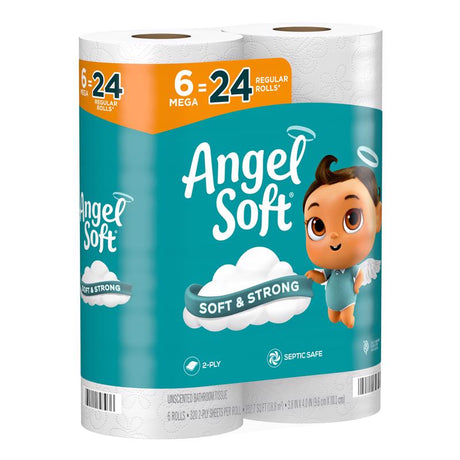 Angel Soft Toilet Paper 6 Rolls 320 sheet 1280 in., Pack of 6