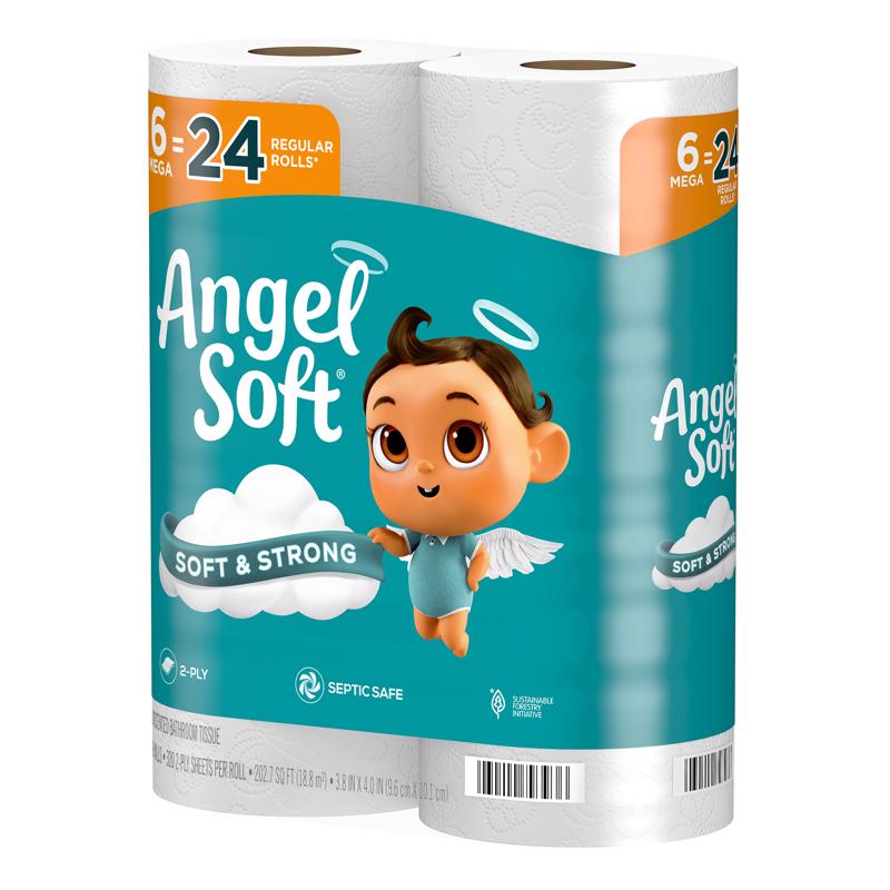 Angel Soft Toilet Paper 6 Rolls 320 sheet 1280 in., Pack of 6