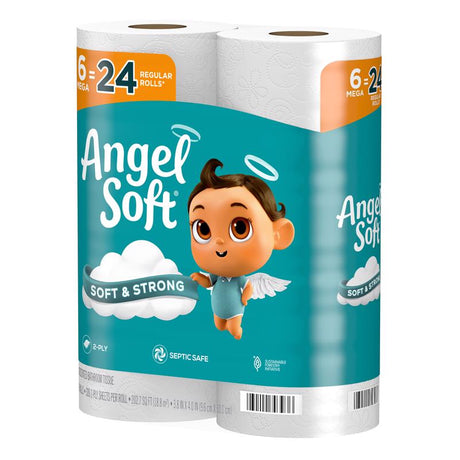 Angel Soft Toilet Paper 6 Rolls 320 sheet 1280 in., Pack of 6