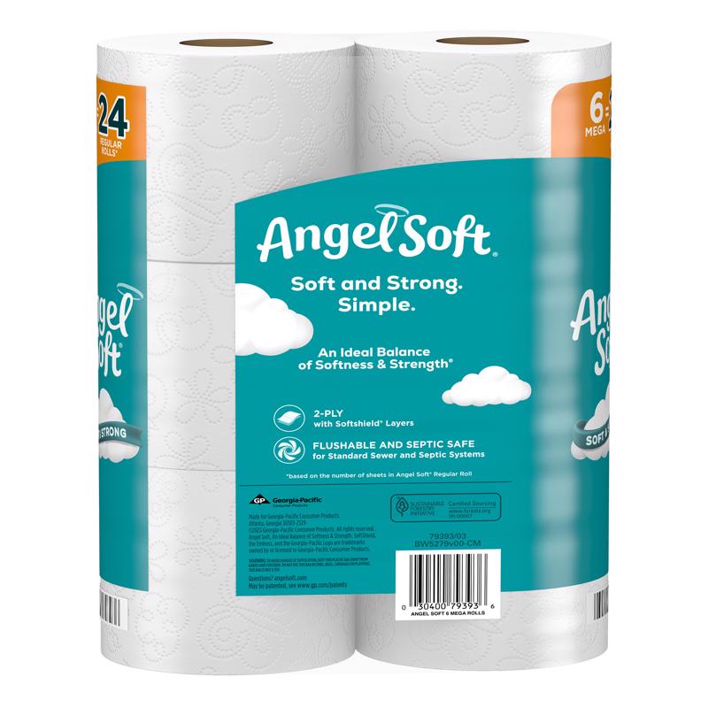Angel Soft Toilet Paper 6 Rolls 320 sheet 1280 in., Pack of 6