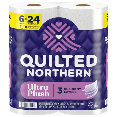Quilted Northern Ultra Plush Toilet Paper 6 Rolls 255 sheet 1020 in., Pack of 6