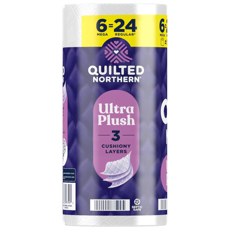 Quilted Northern Ultra Plush Toilet Paper 6 Rolls 255 sheet 1020 in., Pack of 6