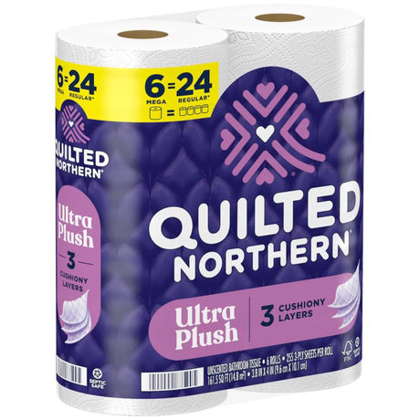 Quilted Northern Ultra Plush Toilet Paper 6 Rolls 255 sheet 1020 in., Pack of 6