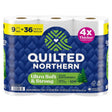 Quilted Northern Toilet Paper 9 Rolls 255 sheet 242.25 sq ft, Pack of 4