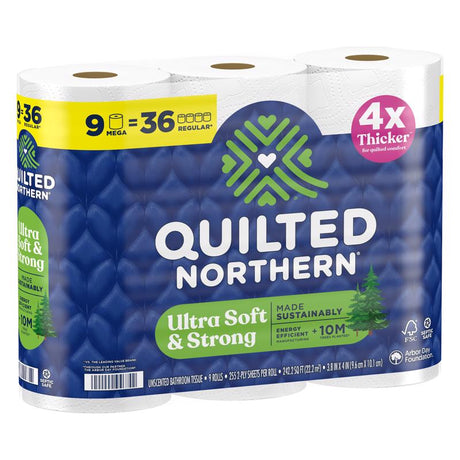 Quilted Northern Toilet Paper 9 Rolls 255 sheet 242.25 sq ft, Pack of 4