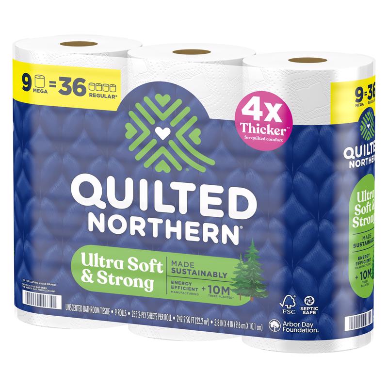Quilted Northern Toilet Paper 9 Rolls 255 sheet 242.25 sq ft, Pack of 4