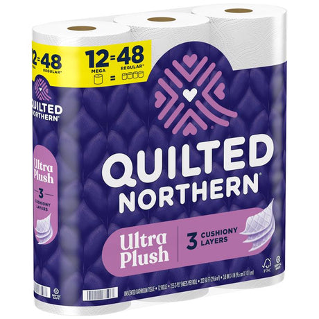Quilted Northern Ultra Plush Toilet Paper 12 Rolls 255 sheet 1020 in., Pack of 4