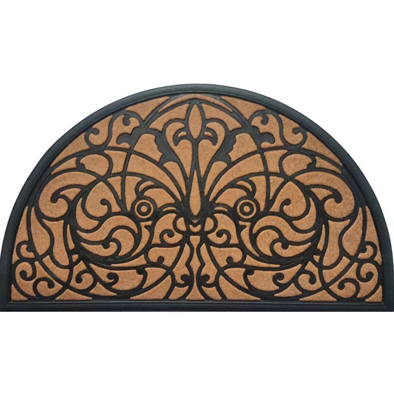 Direct Home Textiles Goup 18 in. W X 30 in. L Black/Brown Half Circle Rubber Door Mat, Pack of 6