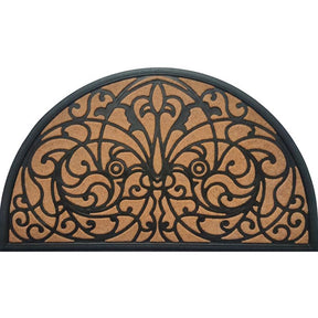 Direct Home Textiles Goup 18 in. W X 30 in. L Black/Brown Half Circle Rubber Door Mat, Pack of 6