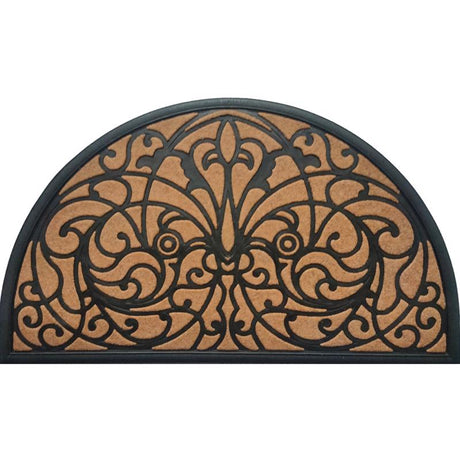 Direct Home Textiles Goup 18 in. W X 30 in. L Black/Brown Half Circle Rubber Door Mat, Pack of 6