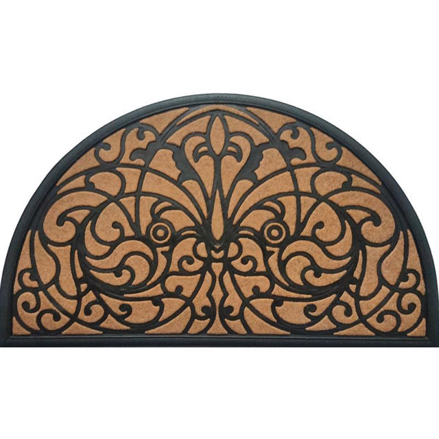 Direct Home Textiles Goup 18 in. W X 30 in. L Black/Brown Half Circle Rubber Door Mat, Pack of 6