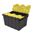 Ramtuff 12 gal Black/Yellow Hinged-Lid Tote Stackable, Pack of 6