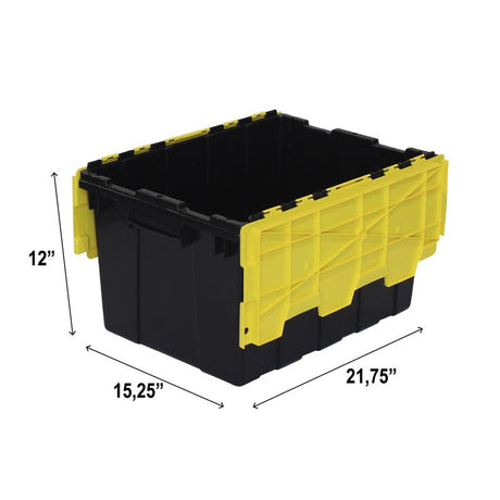 Ramtuff 12 gal Black/Yellow Hinged-Lid Tote Stackable, Pack of 6
