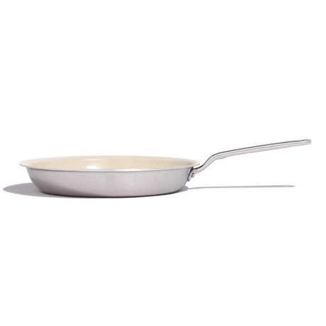 Made In Cookware Ceramic/Stainless Steel Fry Pan 12 in. Silver/White