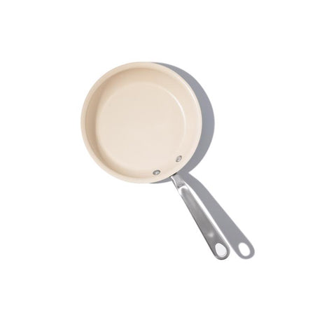 Made In Cookware Ceramic/Stainless Steel Fry Pan 8 in. Silver/White