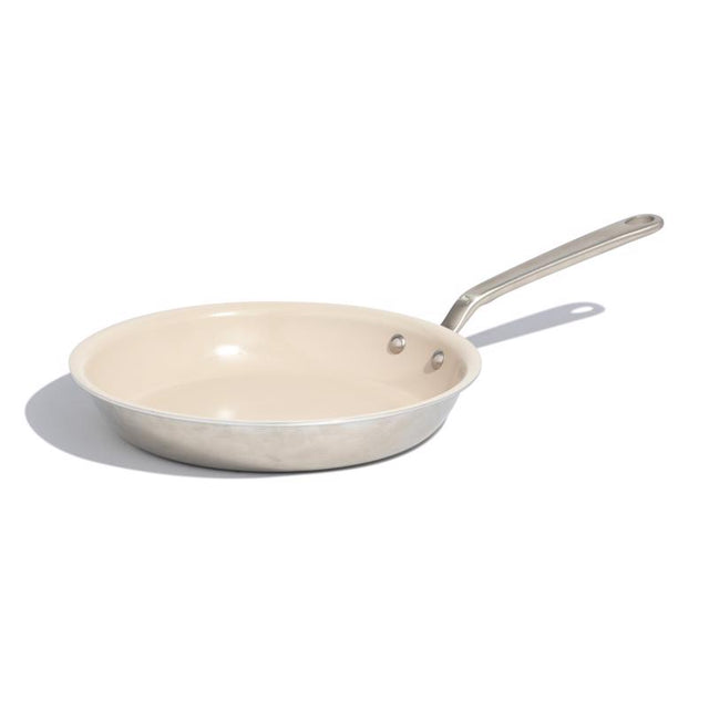 Made In Cookware Ceramic/Stainless Steel Fry Pan 10 in. Silver/White